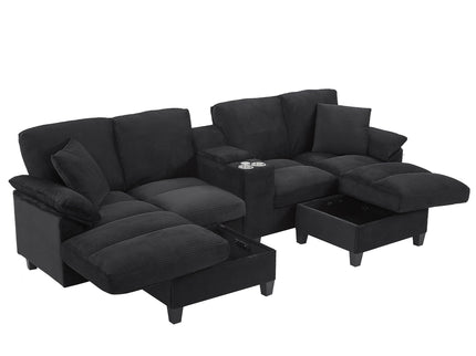 Modern U-Shaped Sectional Sofa With Storage Ottomans