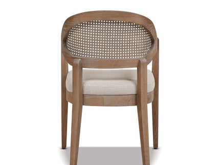 Americana - Mid-Century Modern Cane Back Dining Chair Textured Weave - Taupe Beige