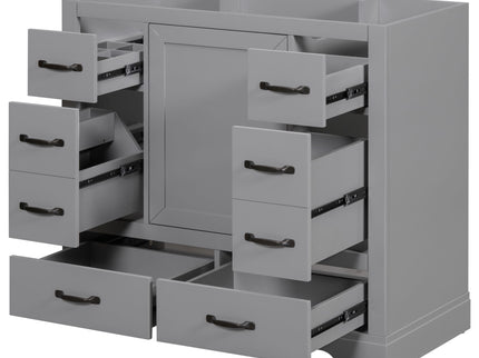 Modern Bathroom Vanity Base Only, 6 Drawer Storage With Adjustable Shelf