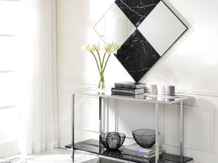 Angwin - Mirrored Faux Marble Console Table - Multi
