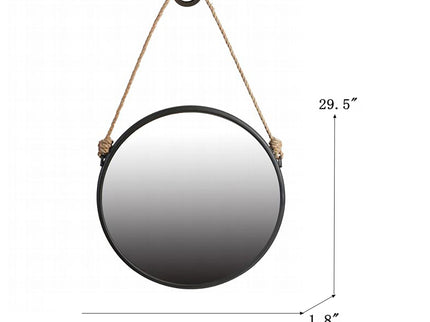 Handsome Cleveland Mirror With Rope Strap Contemporary Design Circle Mirror With Round Metal Frame For Wall Decor