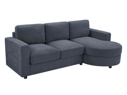 Modern L-Shaped Sectional Sofa With Curved Chaise, USB Ports, And Side Storage Pockets