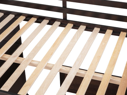Loft Bed With A Twin Size Standalone Bed, Shelves, Desk, And Wardrobe