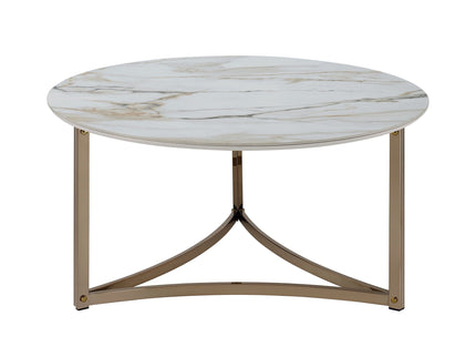 Aziz - Sintered Stone Top Round Coffee Table - White