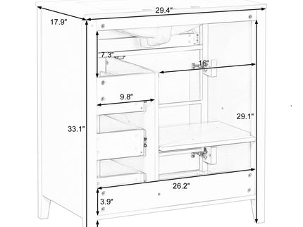 Bathroom Vanity With Sink, 3 Drawers And Adjustable Shelf