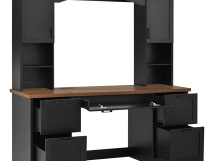 Farmhouse Computer Desk With Hutch