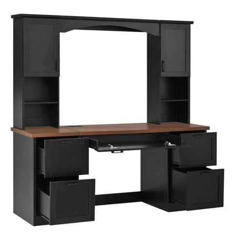 Farmhouse Computer Desk With Hutch
