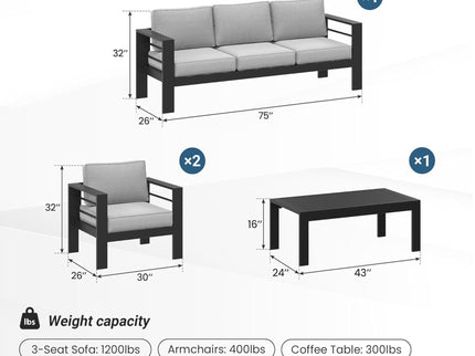 Outdoor Patio Set, All-Weather With Thick Cushions