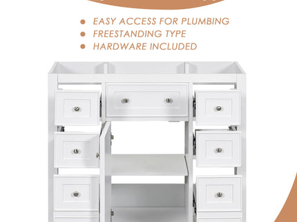 Modern Bathroom Vanity Base Only With 1 Cabinet And 6 Drawers