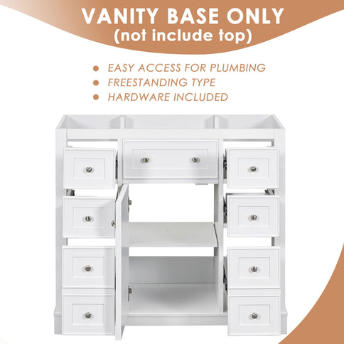 Modern Bathroom Vanity Base Only With 1 Cabinet And 6 Drawers
