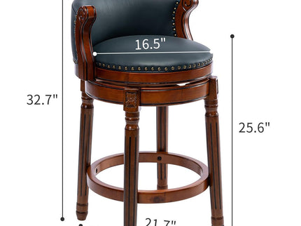 Seat Height 26'' Cow Top Wooden Bar Stool, 360 Degree Swivel Bar Height Chair With Backs For Home Kitchen Counter