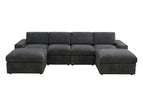 Dark Gray / 3 Pc. 4 Seater Sectional, 2 Ottomans