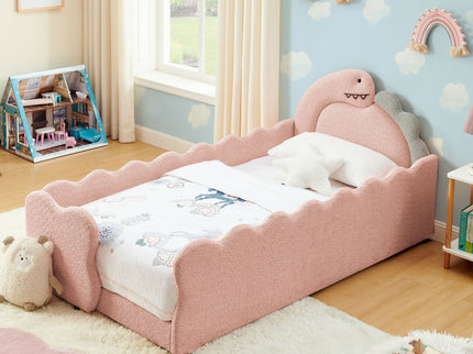 Cute Dinosaur Shaped Bed With Safety Guardrail, Toddler Frame