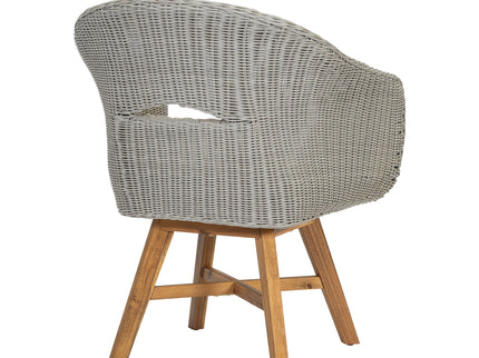 Modern Coastal Rattan Dining Chairs, (Set of 2), Solid Wood Legs - Beige