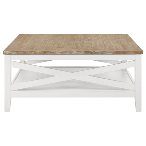 Evanston - Square Coffee Table With Shelf - White