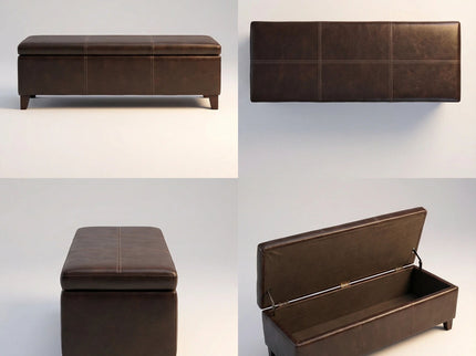 Rectangle Storage Ottoman Bench For Living Room - Brown