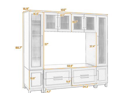 Wall Unit Modern Entertainment Center With Glass Doors