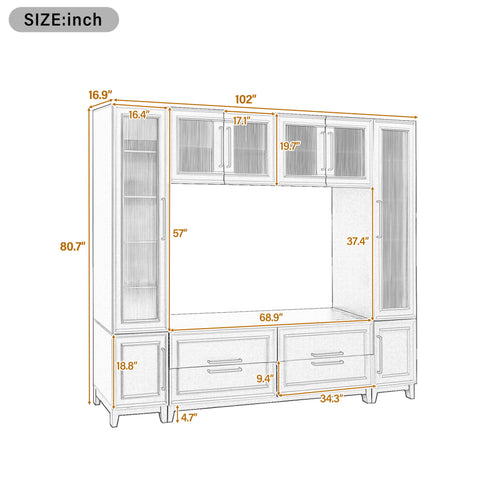 Wall Unit Modern Entertainment Center With Glass Doors