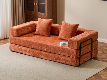 Convertible Floor Sofa Bed With Pillow Back Support Armrest