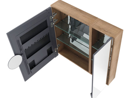 33.56" Wall Mounted Bathroom Cabinet With Adjustable Shelves - Imitative Oak