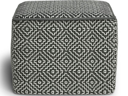 Briella - Square Woven Outdoor / Indoor Pouf - Gray / White
