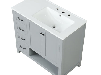 Bathroom Vanity With Sink Top, Bathroom Vanity Cabinet With 2 Doors And 2 Drawers, Open Shelf