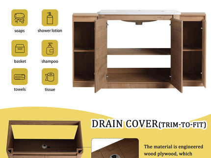 Freestanding Bathroom Vanity With Sink, 2 Small Storage Cabinets, Soft Close Doors