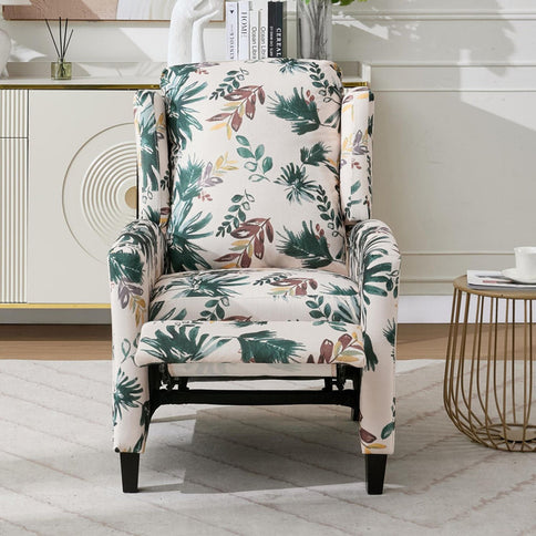 Wingback Recliner Chair With Padded Arms - Green