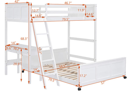 Full Over Full Bunk Bed With Desk