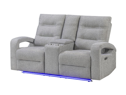 Isolde - Power Reclining Loveseat With LED Lighting - Gray