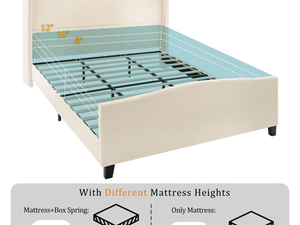 Platform Bed Frame With Tall Headboard And High Footboard