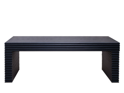 Modern Ribbed Coffee Table, Rectangular Low Profile Center Table For Living Room - Black