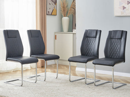 Modern Dining Chairs With Padded Seat, Metal Legs