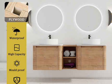 Wall Mounted Bathroom Vanity With Art Sink, 1 Storage Shelf, Soft Close Door