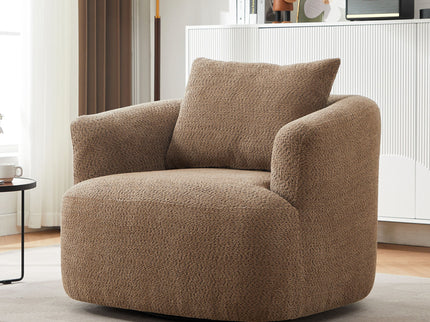 360° Swivel Barrel Sofa Chair With Throw Pillow, Upholstered Accent Chair