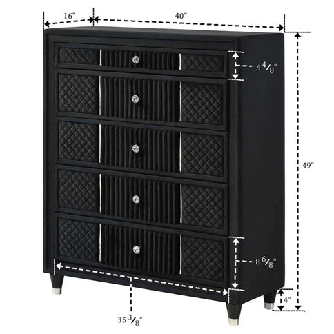 1 Piece Tall Chest Upholstery Textured - Black