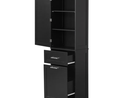 Tall Freestanding Bathroom Storage Cabinet With Adjustable Shelf And 2 Drawers