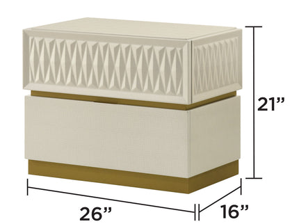 Stanley - 2 Drawer Nightstand With Crocodile Texture - Gray