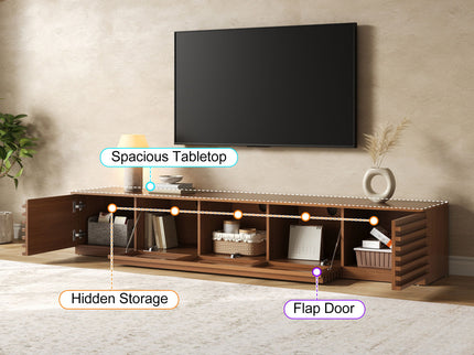 TV Stand, Entertainment Center With Cable Management And Soft Closing Hinges - Walnut