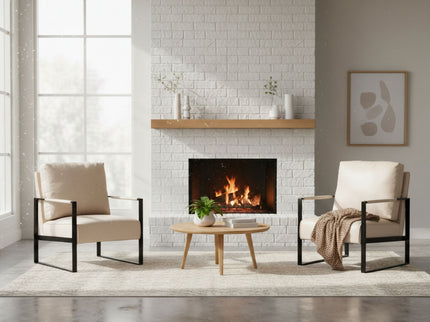 Classic Mid Century Modern Accent Chair With Durable Square Metal Frame, Armchair