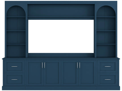 Arched Entertainment Center Wall Unit With Drawers, TV Stand