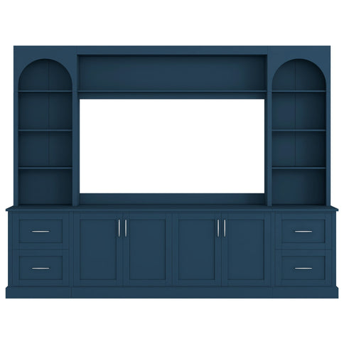 Arched Entertainment Center Wall Unit With Drawers, TV Stand