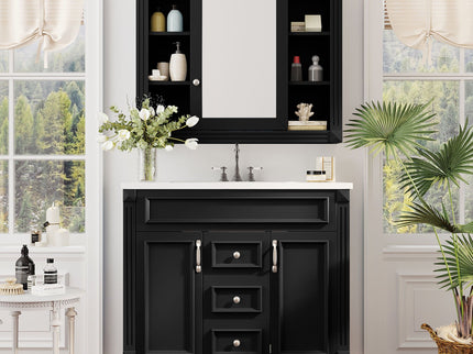 Bathroom Vanity With Top Sink, Mirror Cabinet, 2 Soft Closing Doors & 2 Drawers