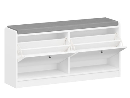Shoe Storage Bench With Cushion, Entryway Organizer Cabinet For Hallway - White