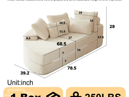 Semi Circular 2 In 1 Sofa Bed With Neck Pillow And Throw Pillows