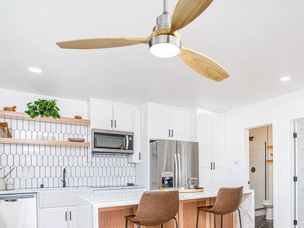52" Integrated LED Ceiling Fan With Remote Control And Blades For Living Room