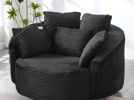 Swivel Accent Barrel Chair With Adjustable Phone Holder, 5 Pillows For Living Room