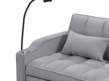 Modern Loveseat Futon Sofa With Pullout Bed, Adjustable Reclining Backrest, Toss Pillows