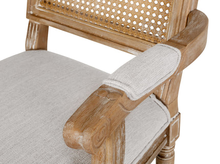 Elegant French Country Style Dining Chair With Cane Backrest