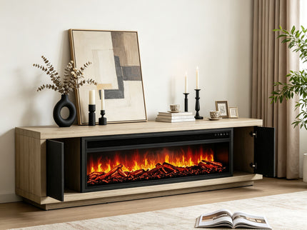 Fireplace TV Stand - Beige / Black